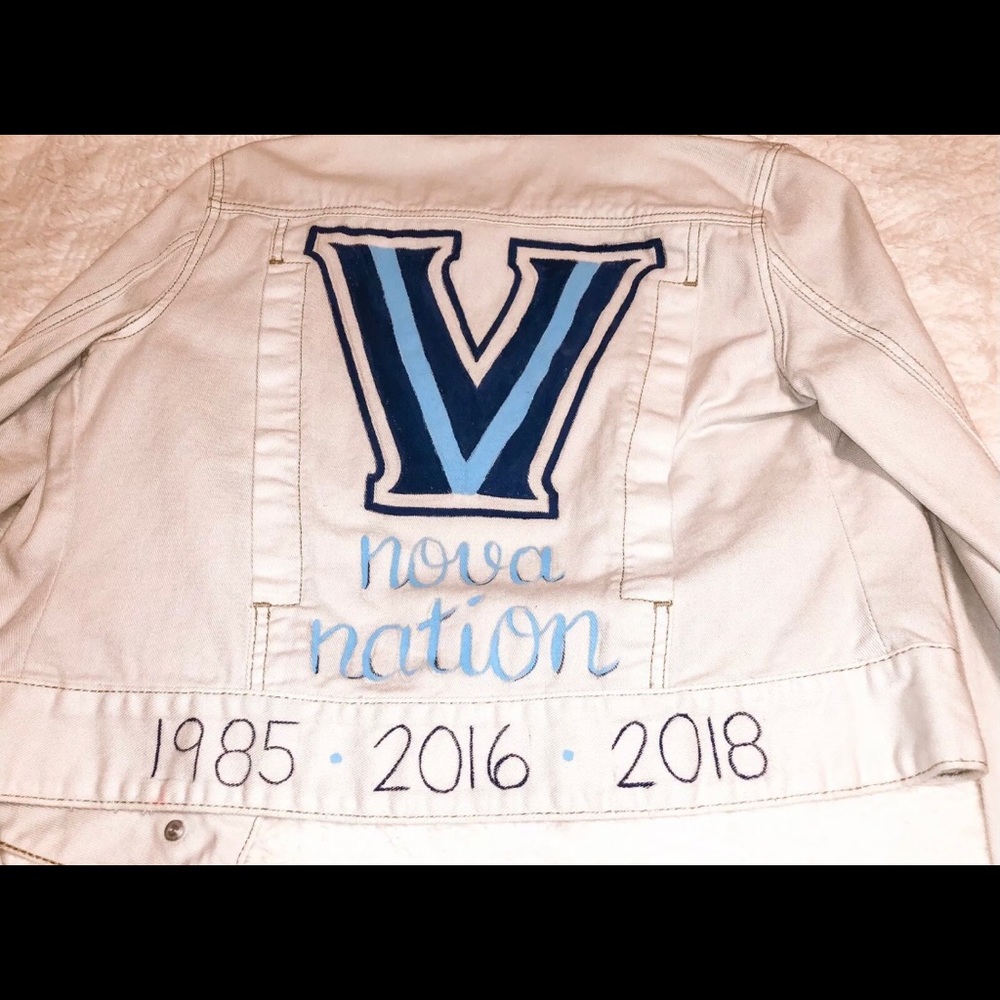 Hand painted Villanova Free People Jean Jacket